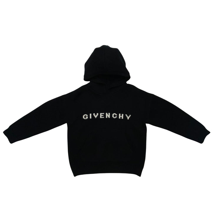GIVENCHY LOGO KNIT HOODIE – BLACK – 10 YEARS