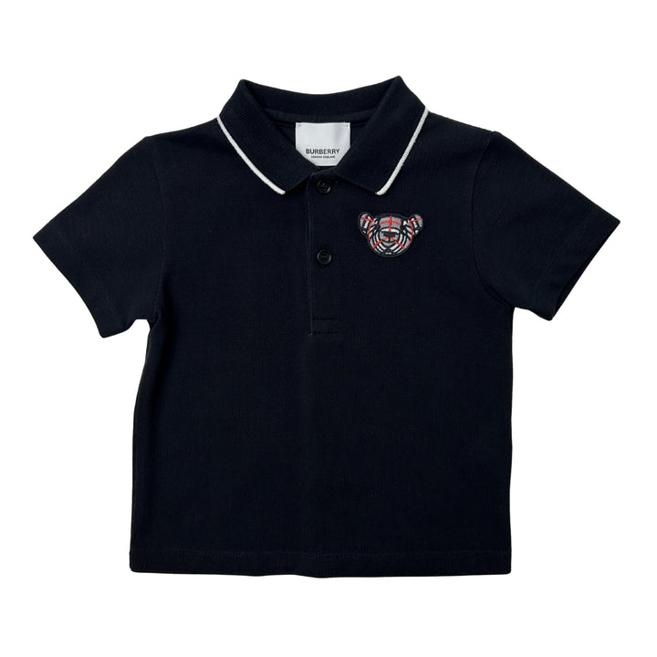 BURBERRY CHECK TEDDY POLO SHIRT – BLACK – 12 MONTHS