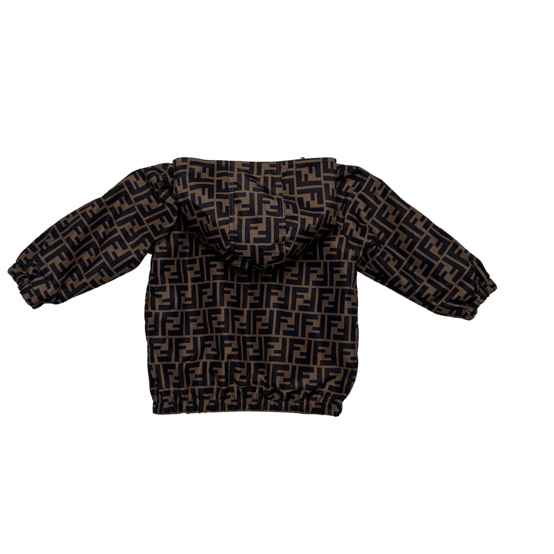 FENDI Reversible FF Logo Jacket Hooded – Brown/Cream – 24 Months