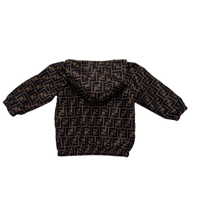FENDI Reversible FF Logo Jacket Hooded – Brown/Cream – 24 Months