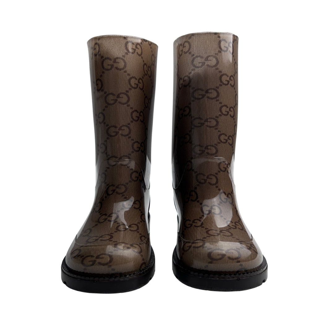GUCCI GG MONOGRAM RAIN BOOTS – EBONY – SIZE 23
