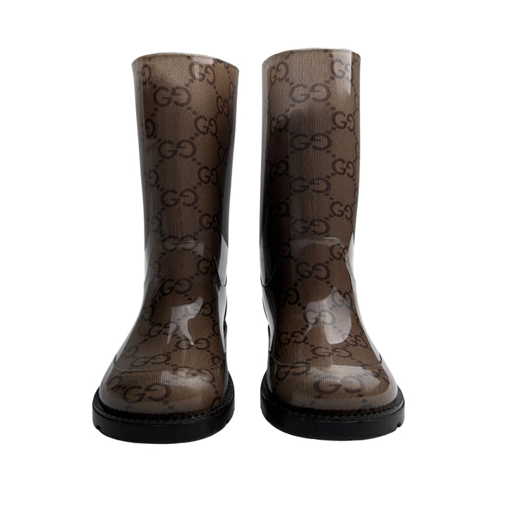 GUCCI GG MONOGRAM RAIN BOOTS – EBONY – SIZE 23
