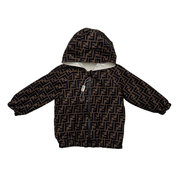 FENDI Reversible FF Logo Jacket Hooded – Brown/Cream – 24 Months