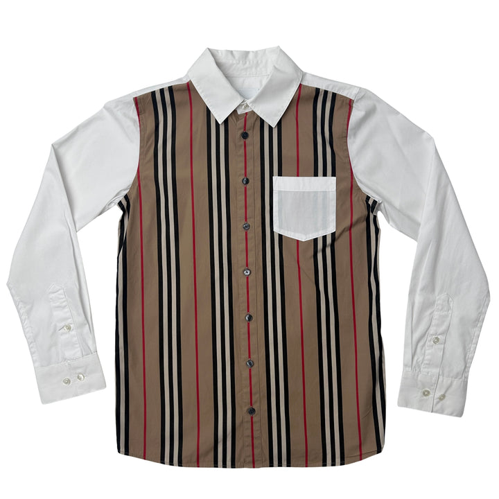 BURBERRY STRIPE PANEL SHIRT – WHITE – 12 YEARS
