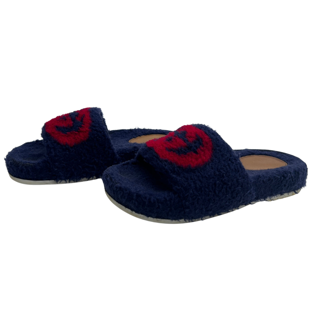GUCCI GG LOGO FUR SLIDES – NAVY – SIZE 31