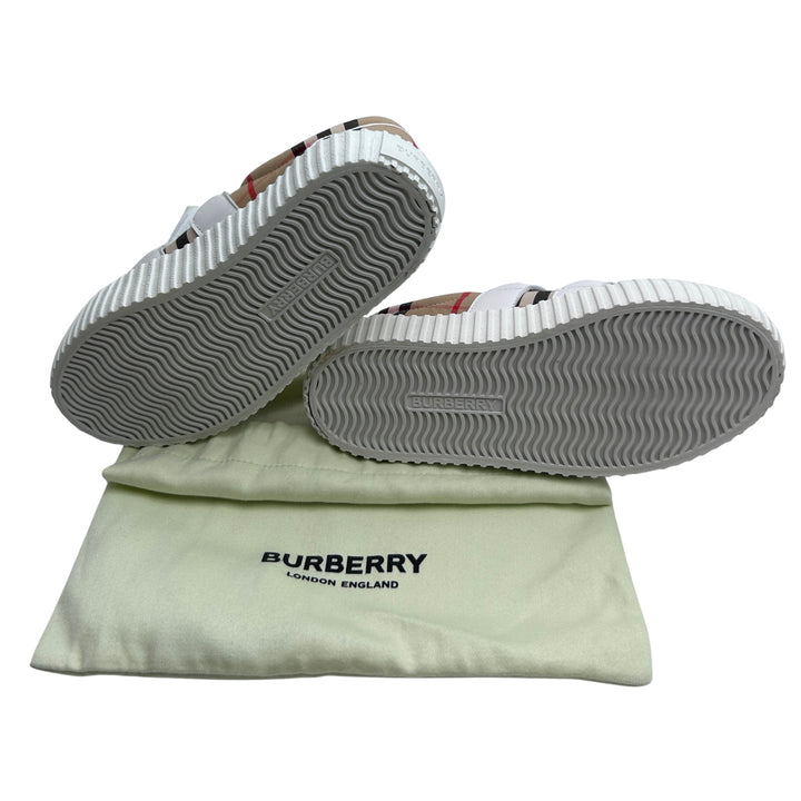 BURBERRY VINTAGE CHECK VELCRO TRAINERS – ARCHIVE BEIGE – SIZE 34