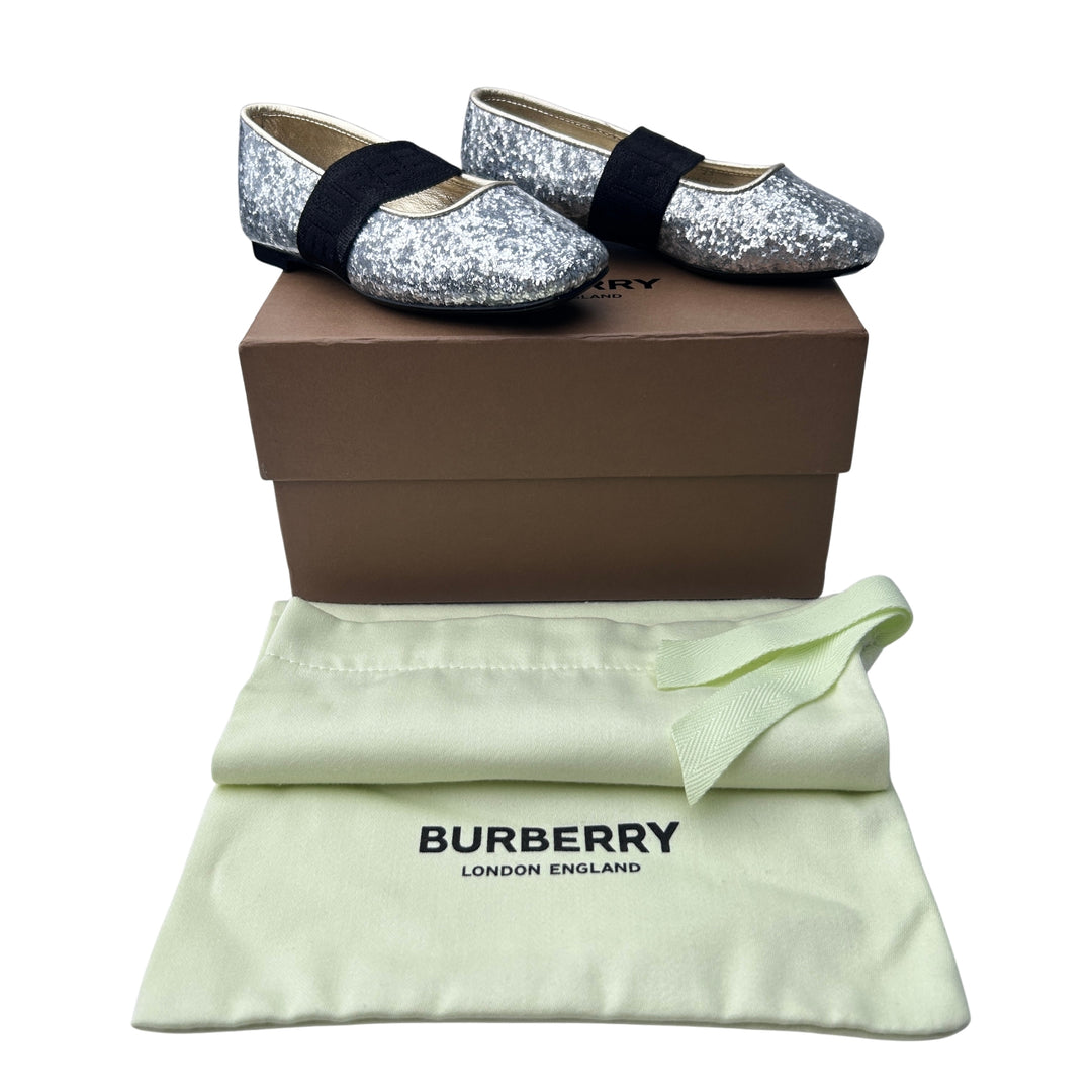 BURBERRY GLITTER SHOES – SILVER – SIZE 23