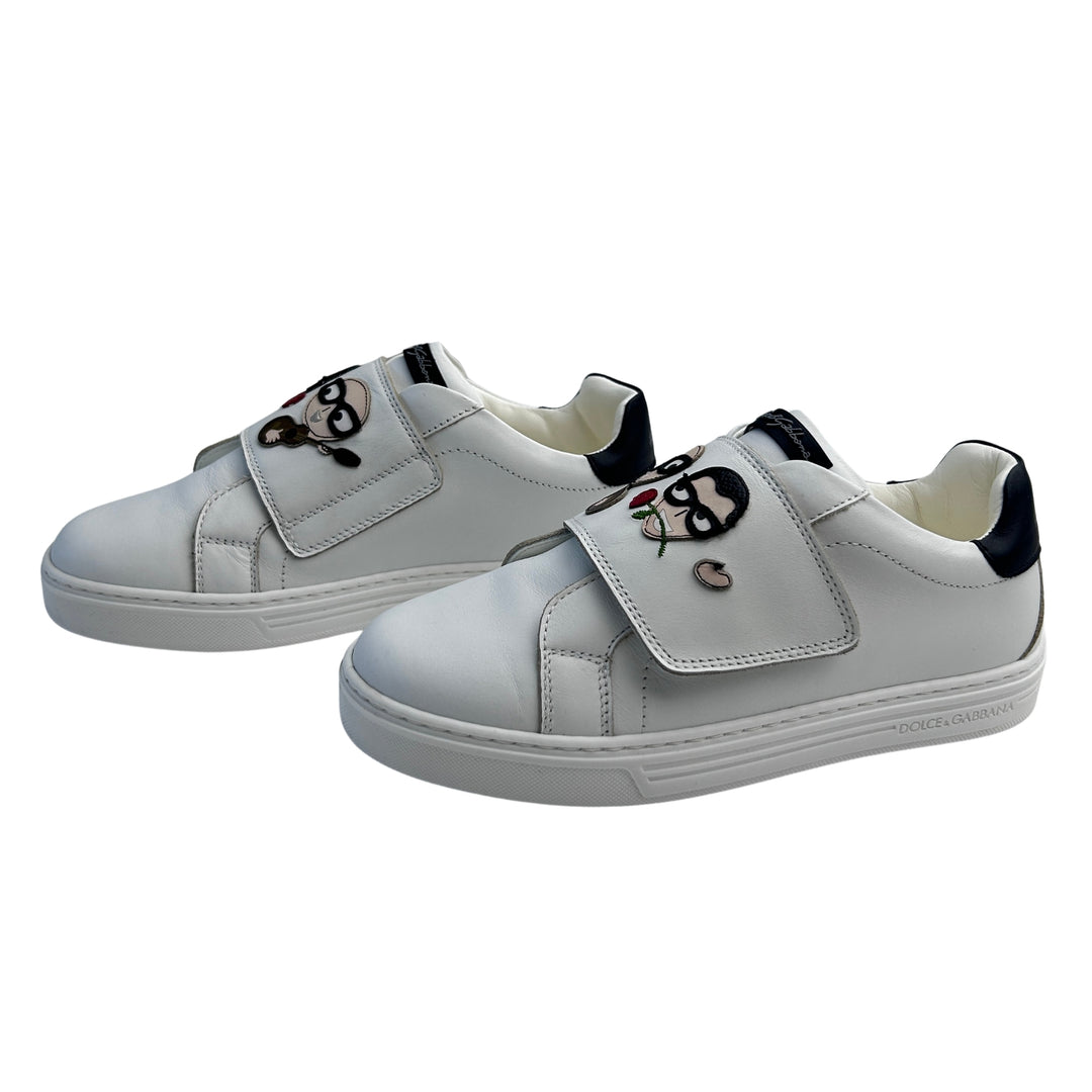 DOLCE &amp; GABBANA DG FAMILY VELCRO TRAINERS – WHITE – SIZE 32