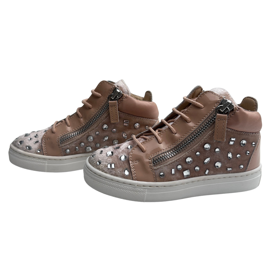 GIUSEPPE ZANOTTI EMBELLISHED HIGH-TOP TRAINERS – BLUSH PINK – SIZE 26