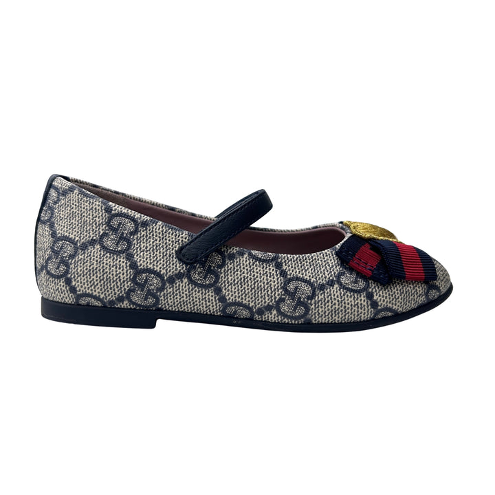 GUCCI GG MARY JANE FLATS – BEIGE/NAVY – SIZE 23