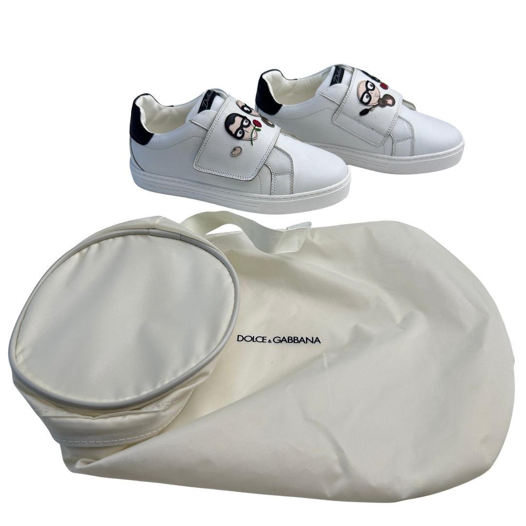 DOLCE &amp; GABBANA DG FAMILY VELCRO TRAINERS – WHITE – SIZE 32