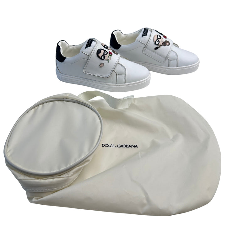 DOLCE &amp; GABBANA DG FAMILY VELCRO TRAINERS – WHITE – SIZE 32