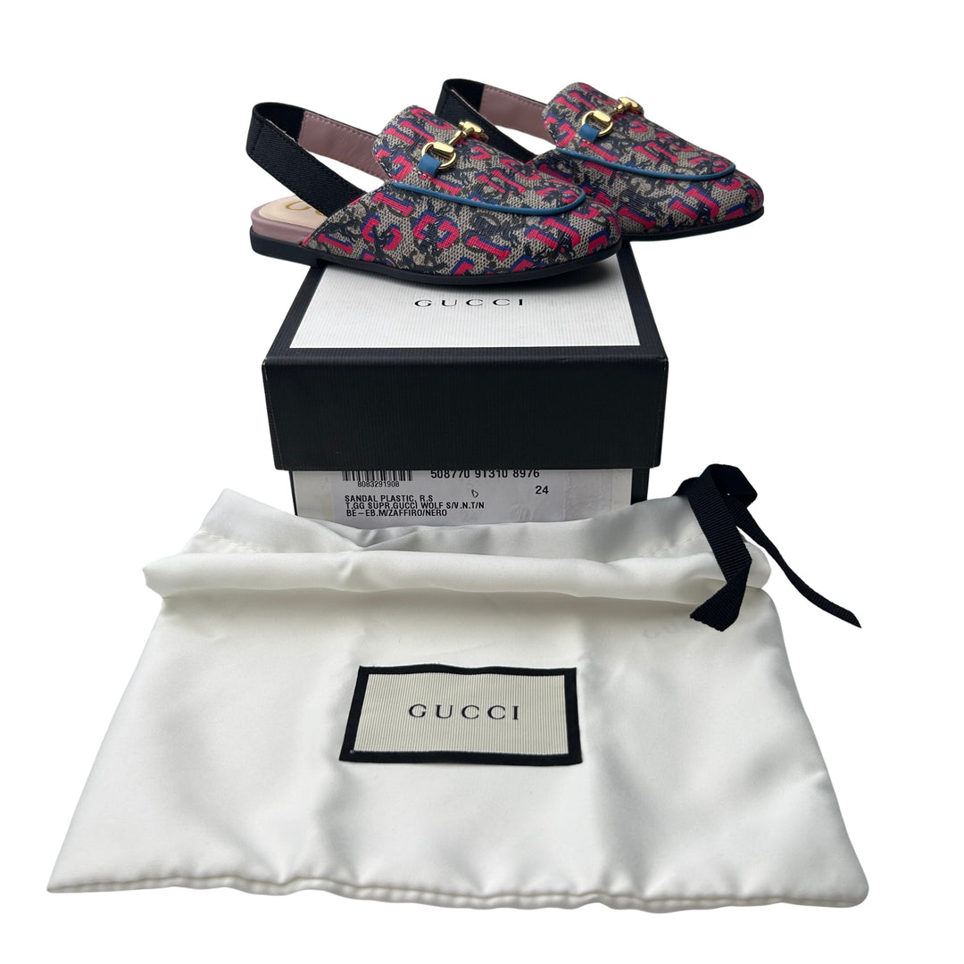 GUCCI GG SUPREME SLIP-ON SHOES – BEIGE/RED – SIZE 24