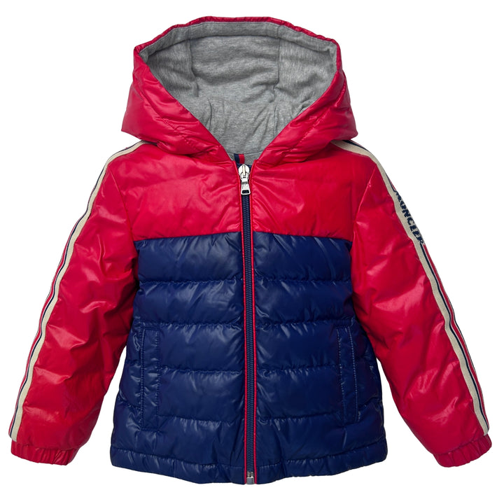 MONCLER JONC DOWN JACKET – NAVY &amp; RED – AGE 2 YEARS