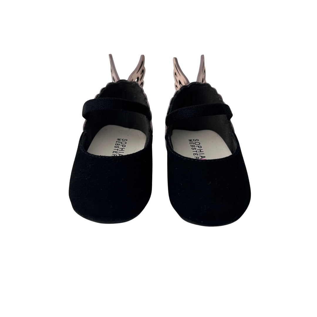 SOPHIA WEBSTER EVANGELINE BABY SHOES – BLACK/ROSE GOLD – SIZE 16/17