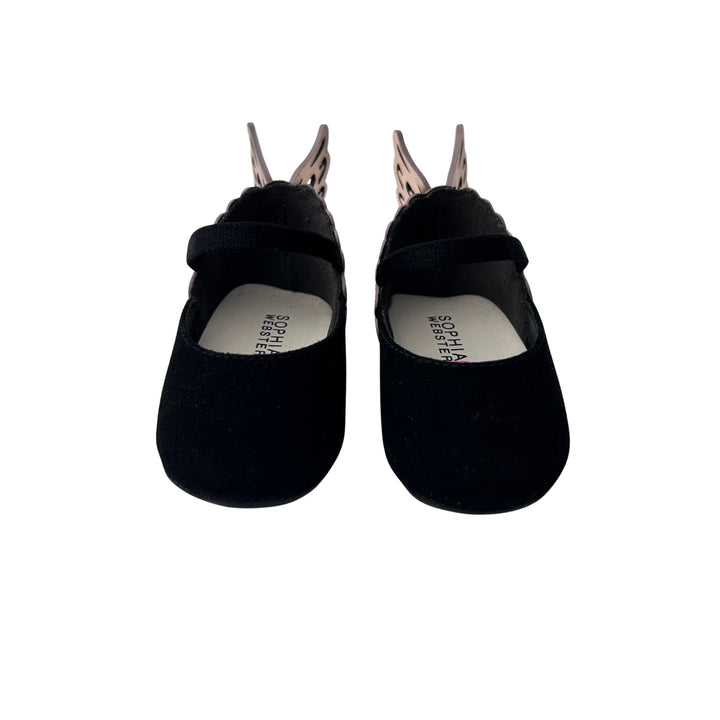 SOPHIA WEBSTER EVANGELINE BABY SHOES – BLACK/ROSE GOLD – SIZE 16/17