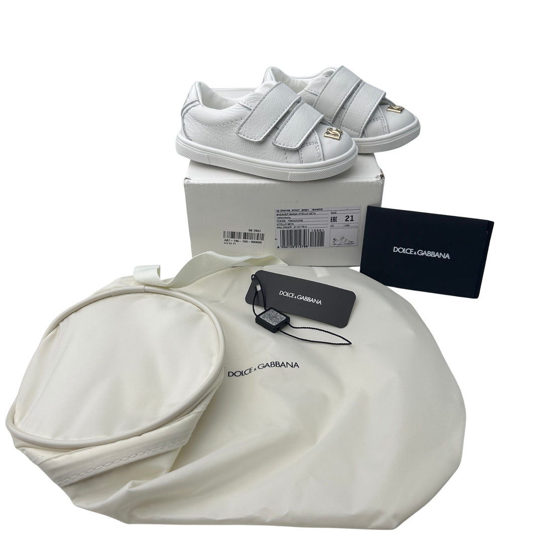 DOLCE &amp; GABBANA DG LOGO STRAP TRAINERS – WHITE – SIZE 21