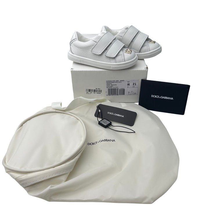 DOLCE &amp; GABBANA DG LOGO STRAP TRAINERS – WHITE – SIZE 21