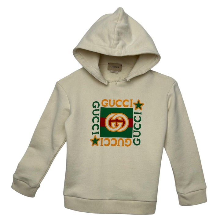 GUCCI LOGO PRINT HOODIE – CREAM – 36 MONTHS