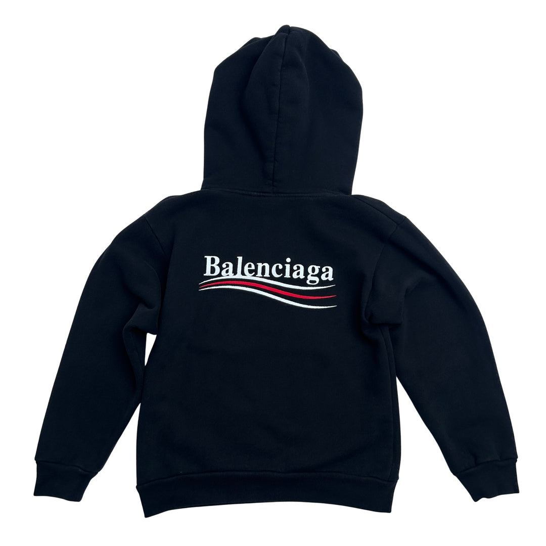 BALENCIAGA EMBROIDERED LOGO HOODIE – BLACK – 8 YEARS