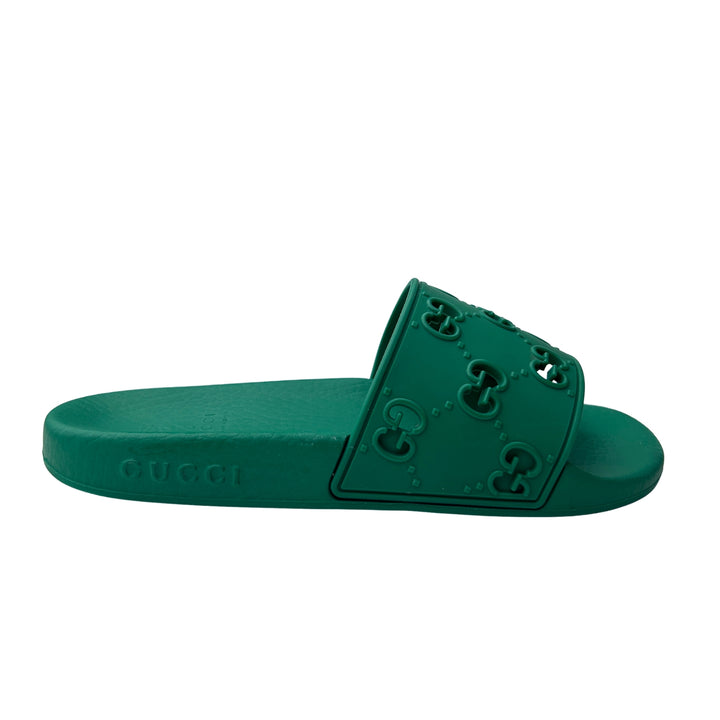 GUCCI GG RUBBER SLIDES – GREEN – SIZE 31