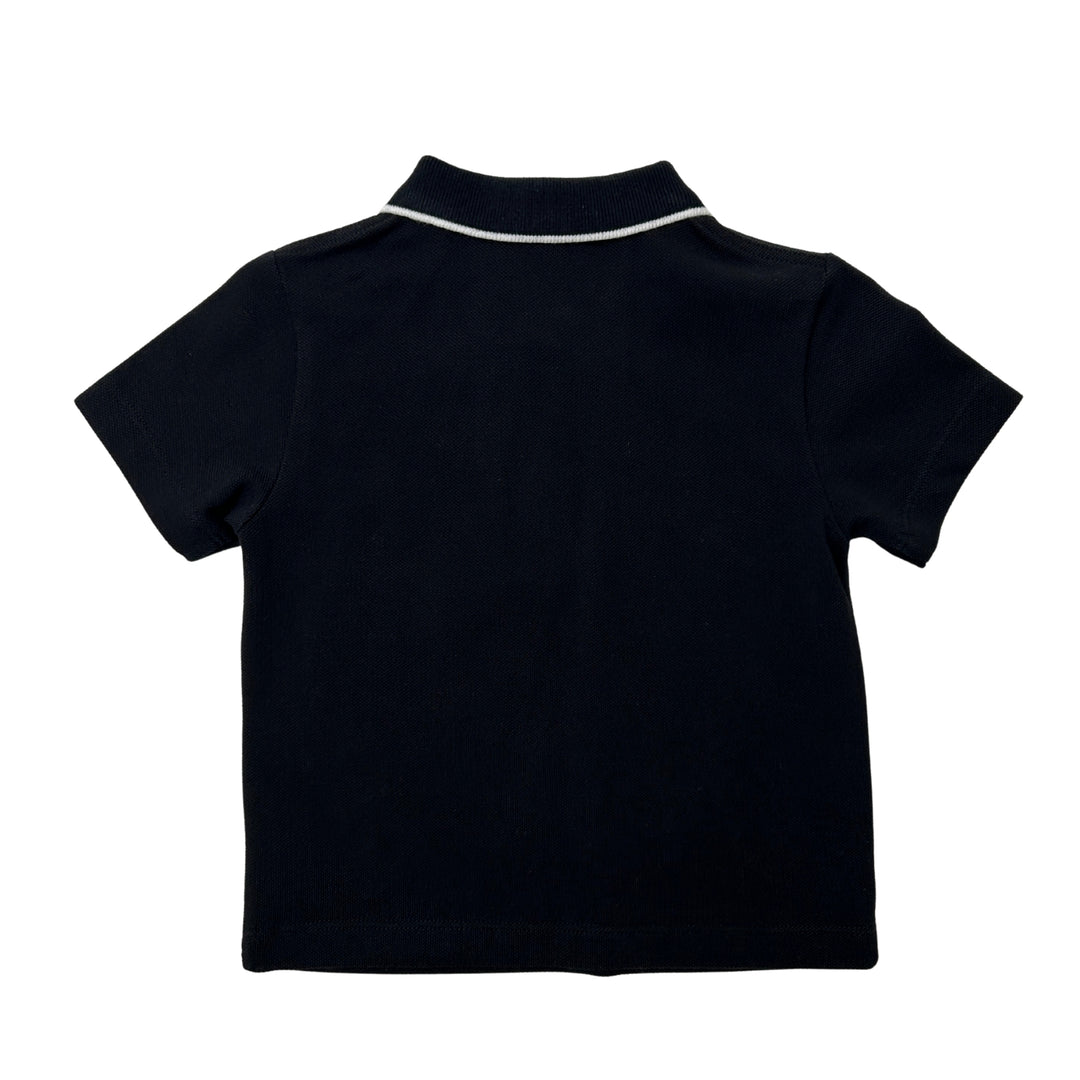 BURBERRY CHECK TEDDY POLO SHIRT – BLACK – 12 MONTHS