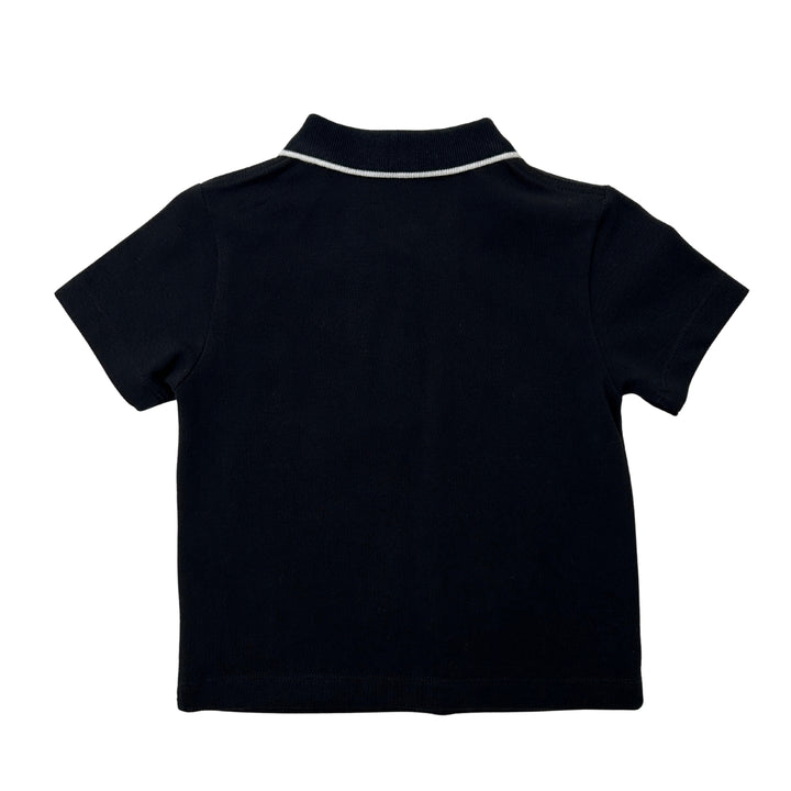 BURBERRY CHECK TEDDY POLO SHIRT – BLACK – 12 MONTHS