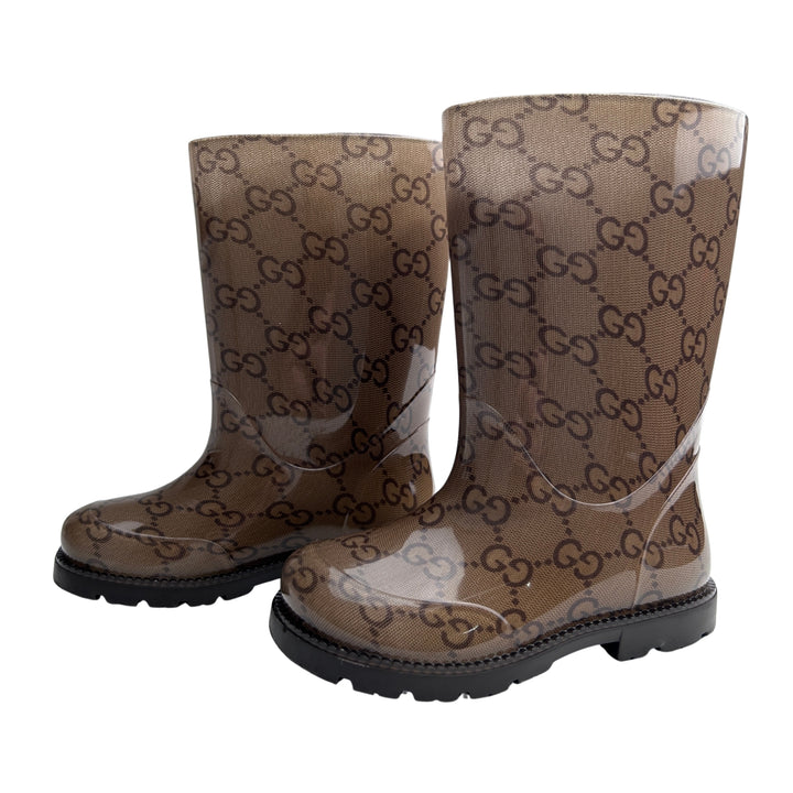 GUCCI GG MONOGRAM RAIN BOOTS – EBONY – SIZE 23