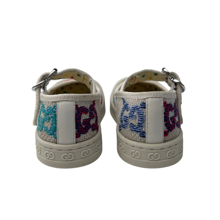 GUCCI GG CANVAS MARY JANE SHOES – BEIGE/MULTI – SIZE 20