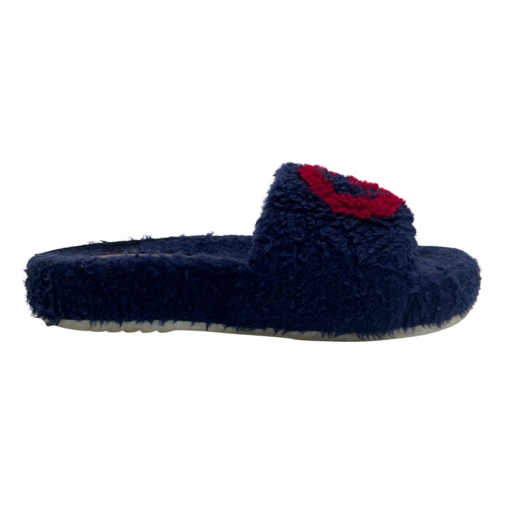 GUCCI GG LOGO FUR SLIDES – NAVY – SIZE 31