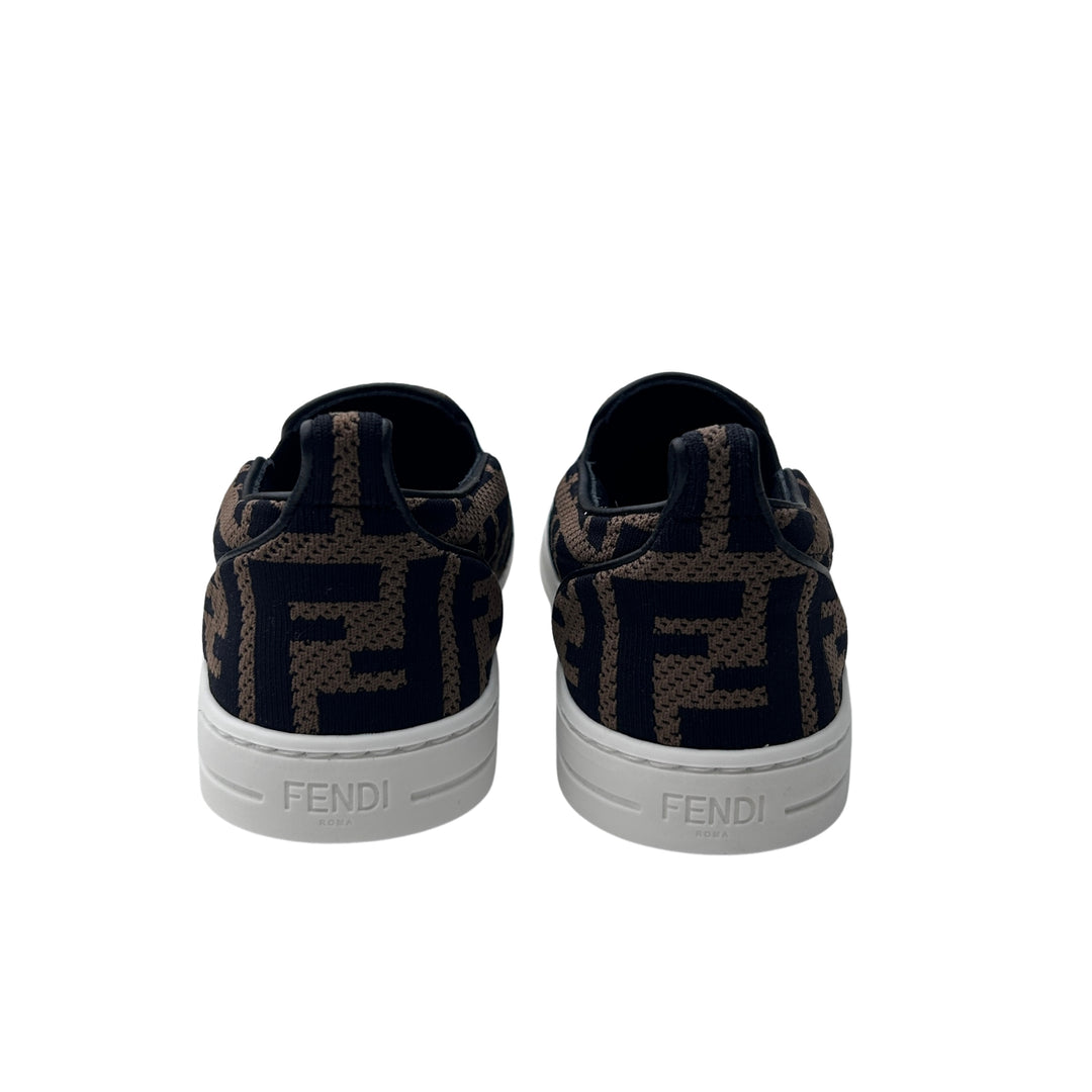 FENDI FF LOGO SLIP-ON TRAINERS – BROWN/ BLACK – SIZE 32