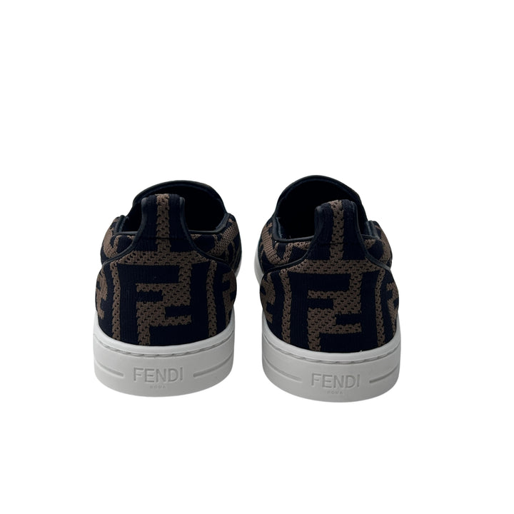 FENDI FF LOGO SLIP-ON TRAINERS – BROWN/ BLACK – SIZE 32