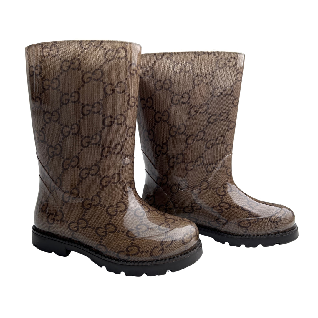 GUCCI GG MONOGRAM RAIN BOOTS – EBONY – SIZE 23