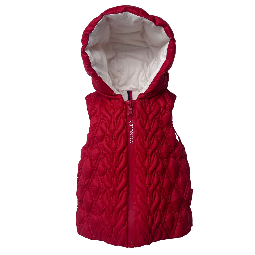 MONCLER ENIS QUILTED DOWN GILET – RED – 18–24 MONTHS
