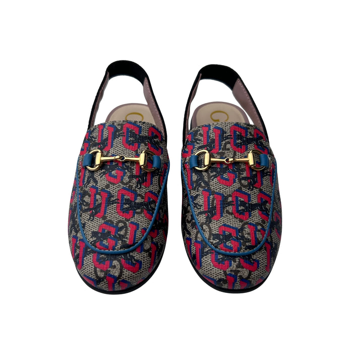 GUCCI GG SUPREME SLIP-ON SHOES – BEIGE/RED – SIZE 24