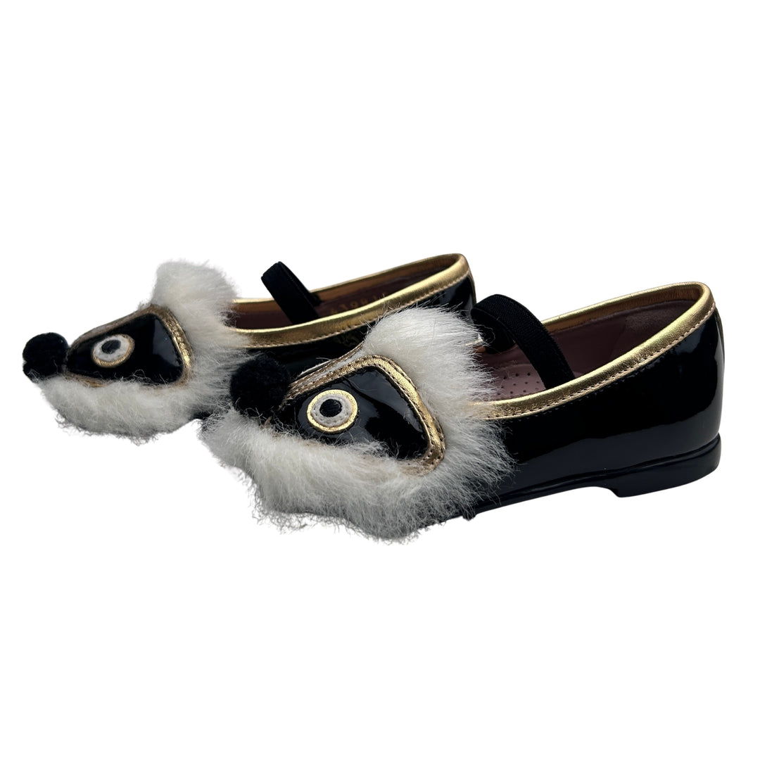 GUCCI FUR MOUSE BALLET FLATS – BLACK – SIZE 20