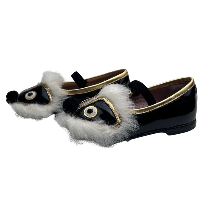 GUCCI FUR MOUSE BALLET FLATS – BLACK – SIZE 20