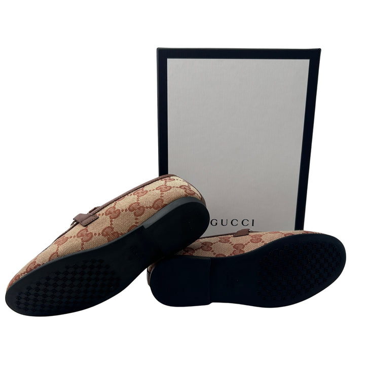 GUCCI GG SUPREME HORSEBIT LOAFERS – BEIGE/EBONY – SIZE 29