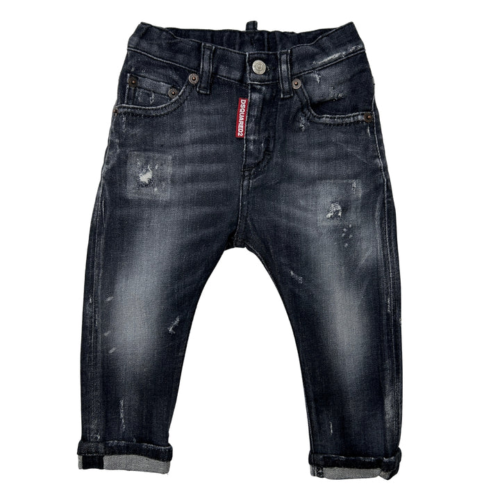 DSQUARED2 DISTRESSED DENIM JEANS – BLACK/GREY – 12 MONTHS