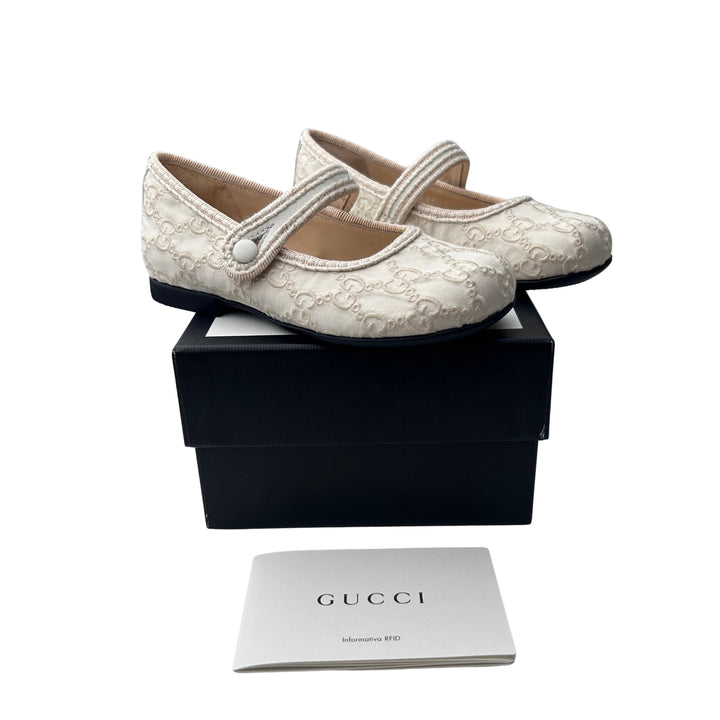 GUCCI GG MONOGRAM MARY JANE SHOES – CREAM – SIZE 25