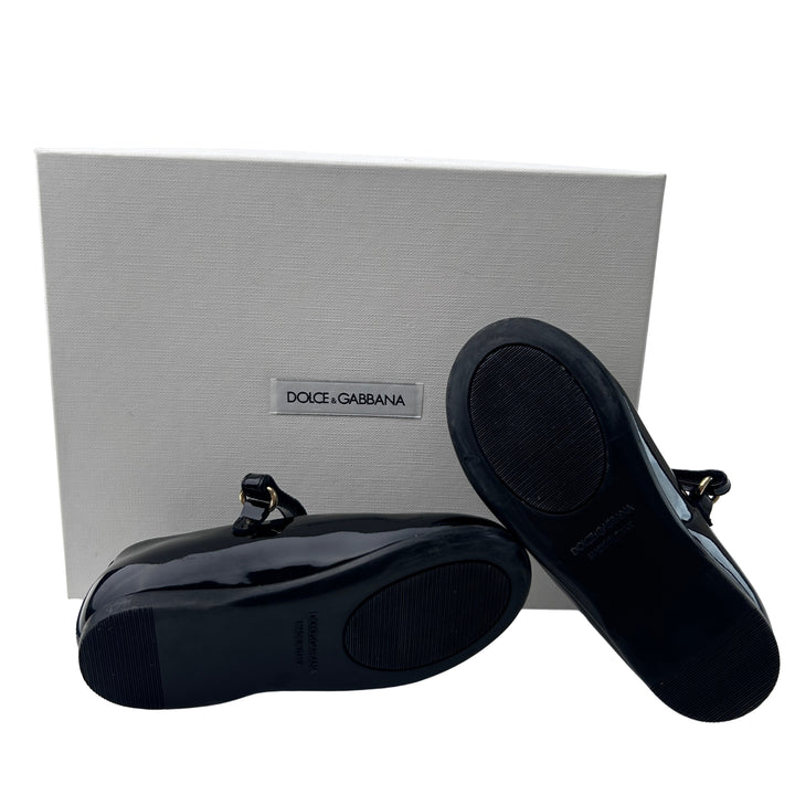 DOLCE &amp; GABBANA PATENT MARY JANE SHOES – BLACK – SIZE 23