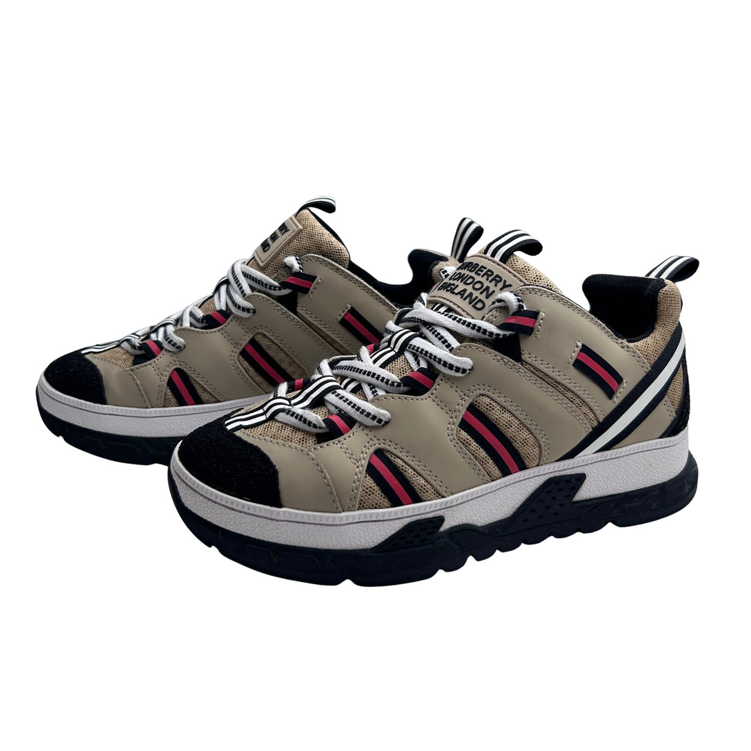BURBERRY STRIPE PANEL TRAINERS – BEIGE – SIZE 33