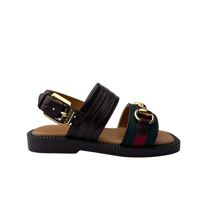 GUCCI HORSEBIT WEB SANDALS – BROWN – SIZE 20