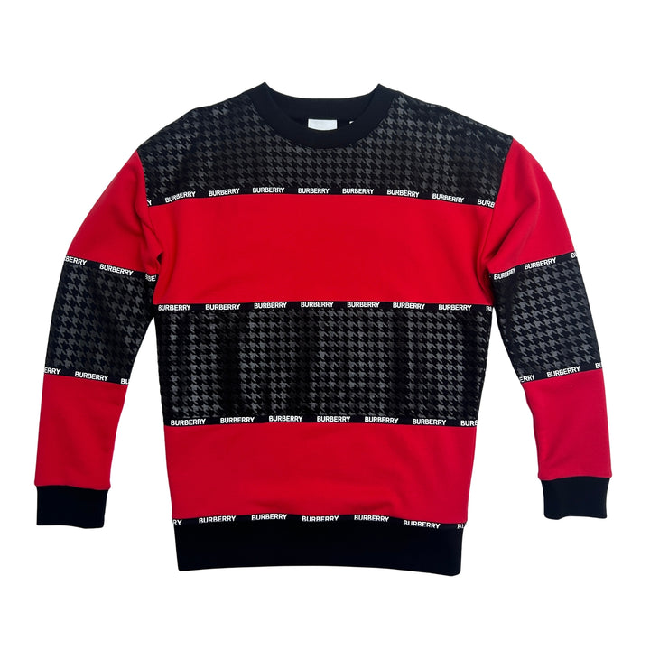BURBERRY HOUNDSTOOTH LOGO SWEATSHIRT – RED/BLACK – AGE 14 YEARS