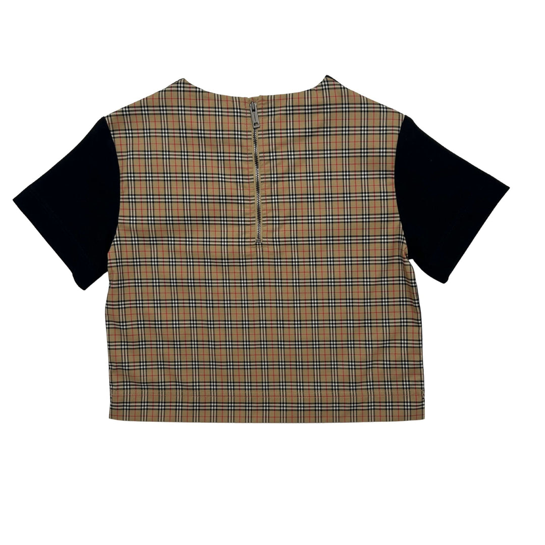 BURBERRY CHECK PANEL T-SHIRT – BLACK – 8 YEARS