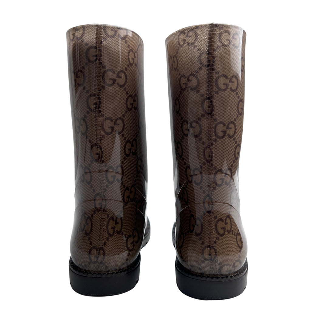 GUCCI GG MONOGRAM RAIN BOOTS – EBONY – SIZE 23