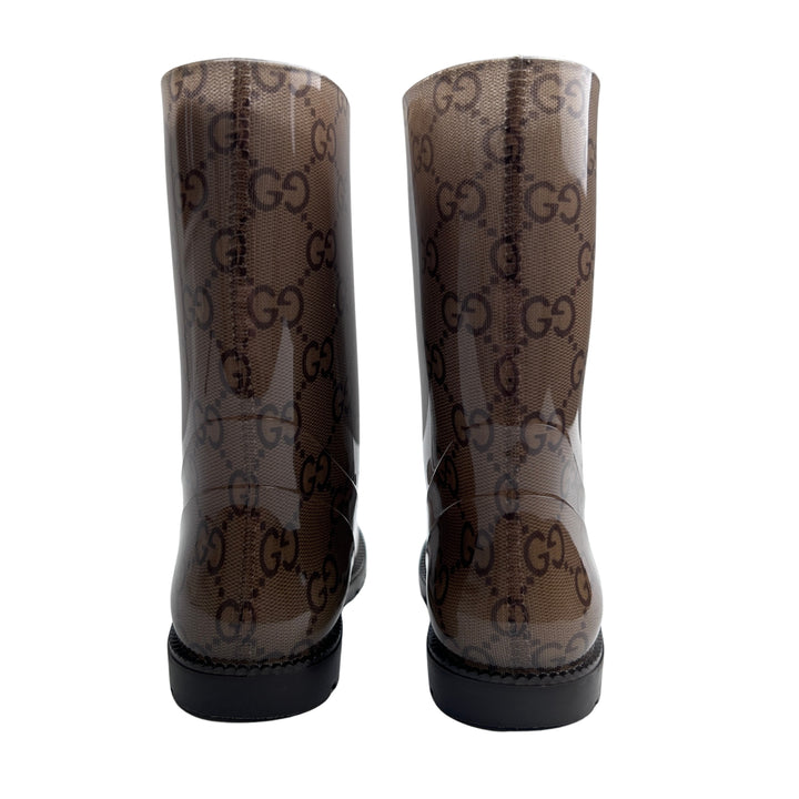 GUCCI GG MONOGRAM RAIN BOOTS – EBONY – SIZE 23