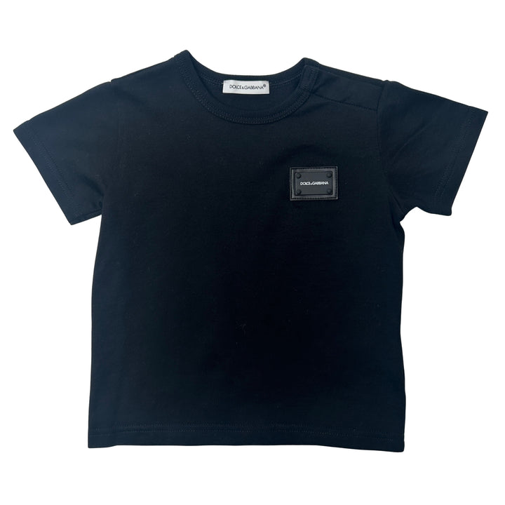 DOLCE &amp; GABBANA LOGO PLAQUE T-SHIRT – BLACK – 9-12 MONTHS