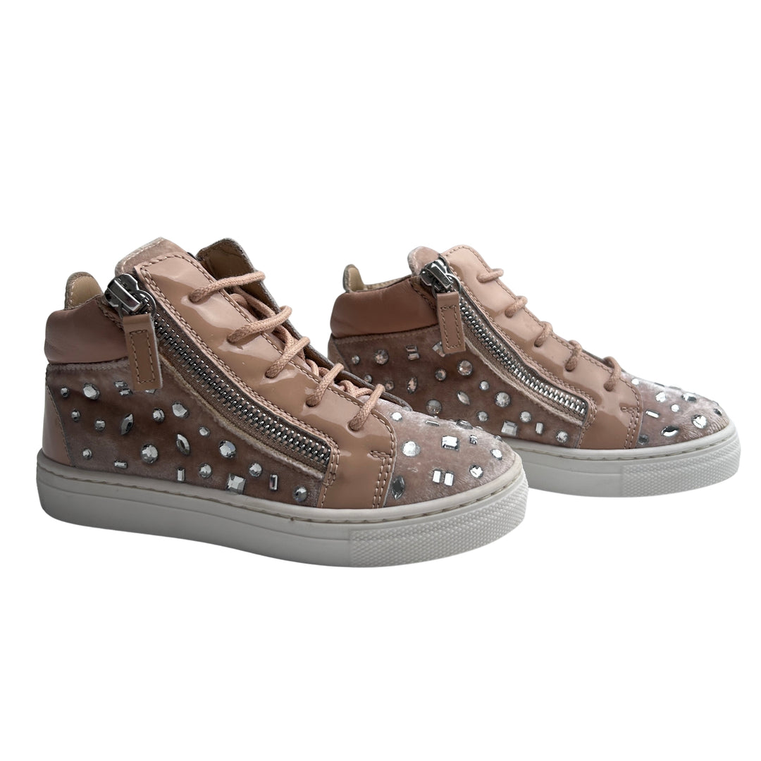 GIUSEPPE ZANOTTI EMBELLISHED HIGH-TOP TRAINERS – BLUSH PINK – SIZE 26