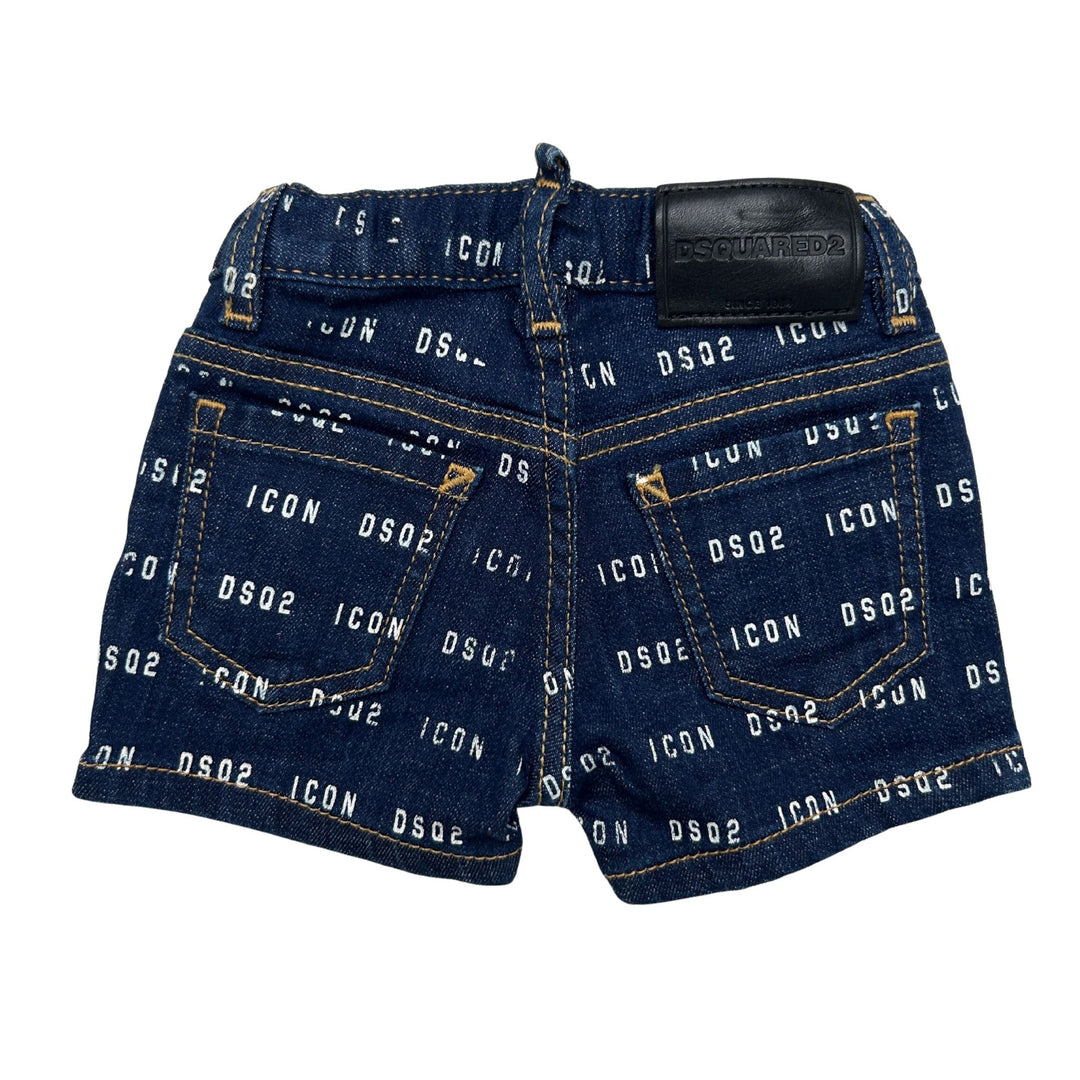 DSQUARED2 ICON PRINT DENIM SHORTS – BLUE – 12 MONTHS
